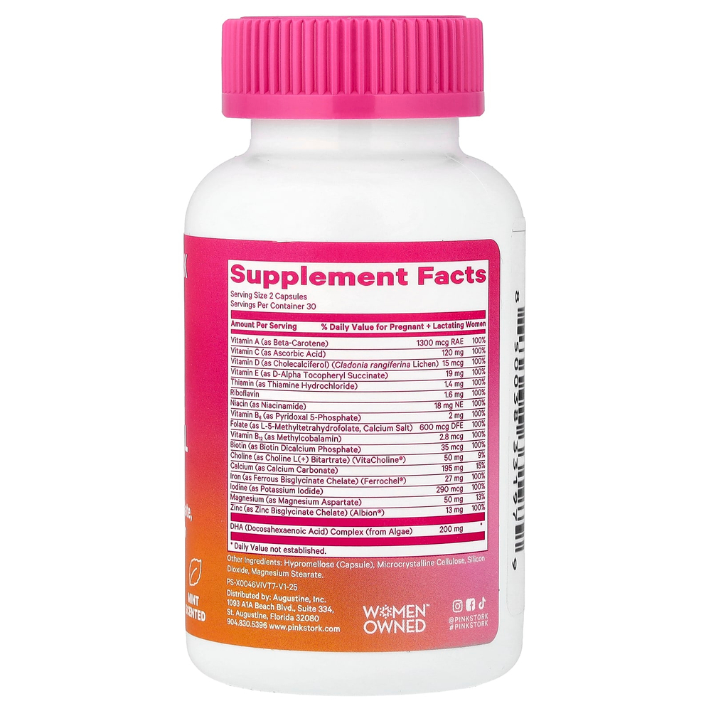 Pink Stork, Total Prenatal + DHA, мята, 60 капсул