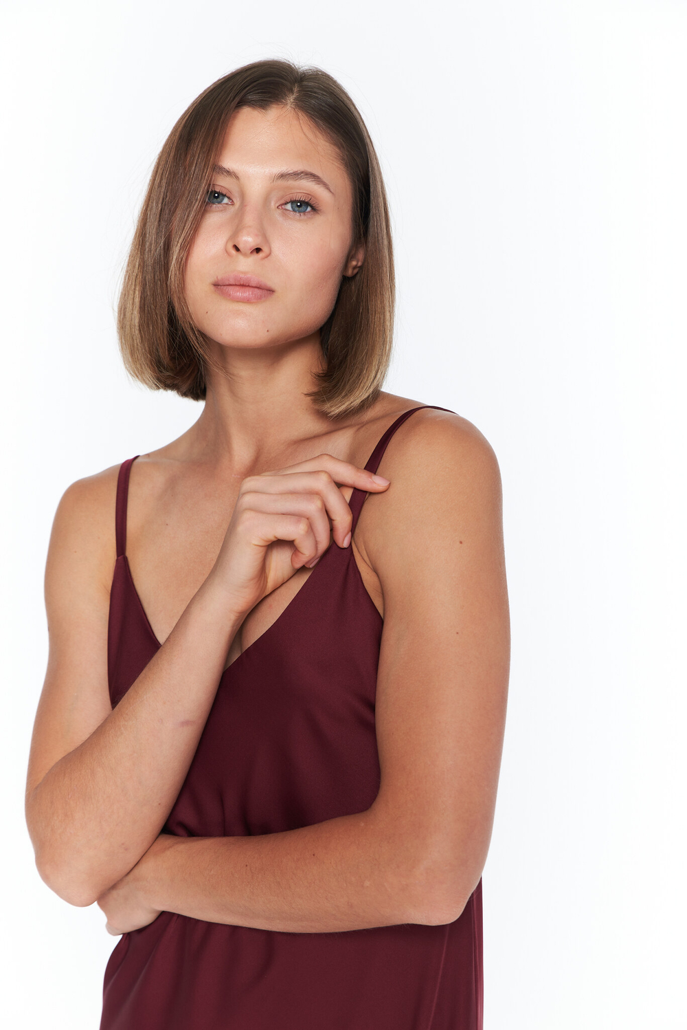 Шелковая сорочка бордо