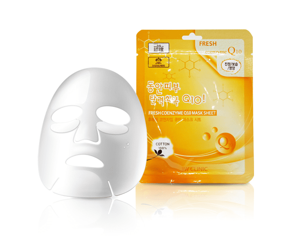 Маска для лица 3W Clinic Fresh Coenzyme Q10 Mask Sheet тканевая с коэнзимом 23 г