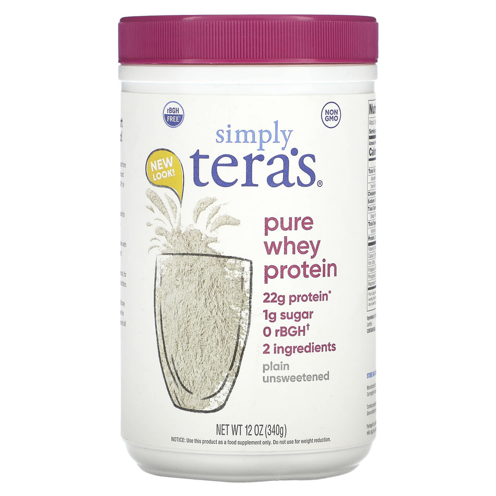 Simply Tera's, чистый сывороточный протеин, простой без подсластителей, 340 г (12 унций)