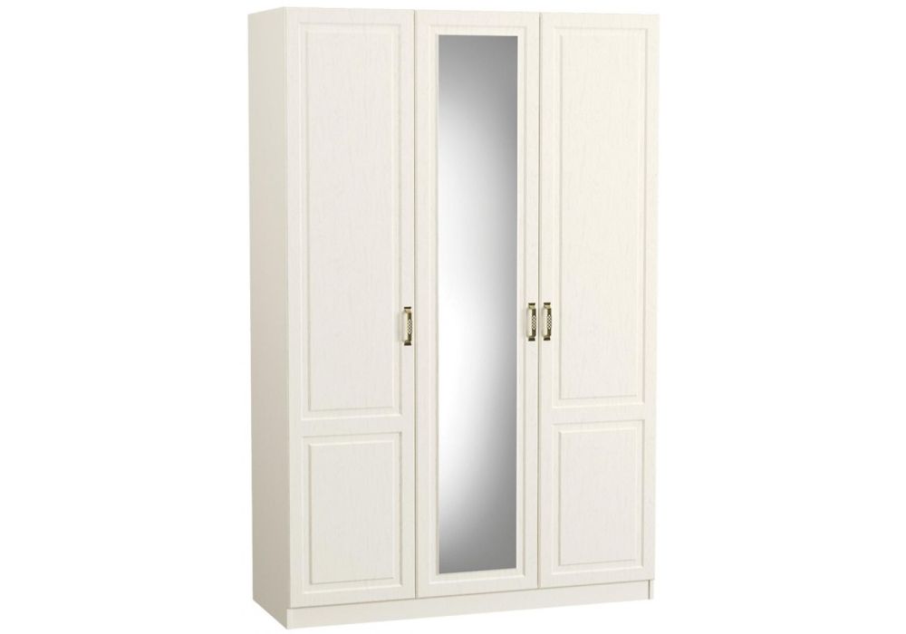 Шкаф Ливерпуль с зеркалом белый / ясень ваниль