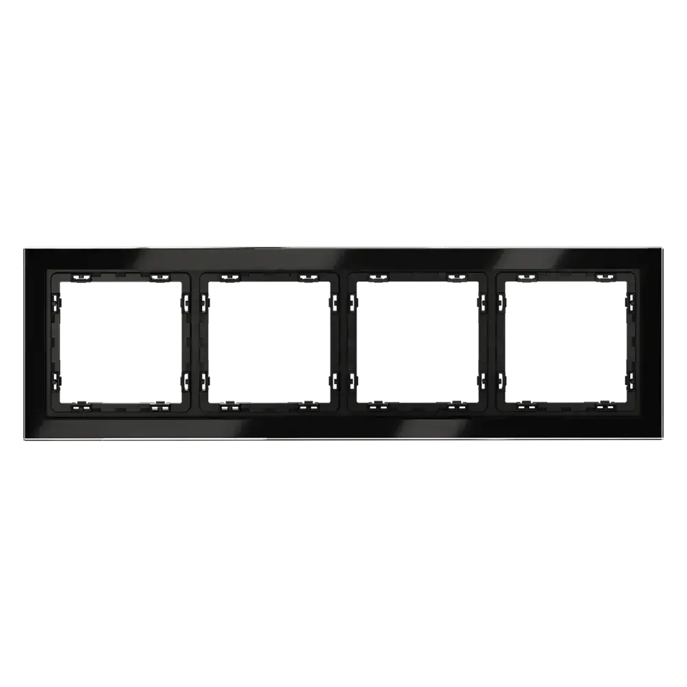 Рамка стеклянная VOLTUM S70 на 4 поста, (черный,стекло)