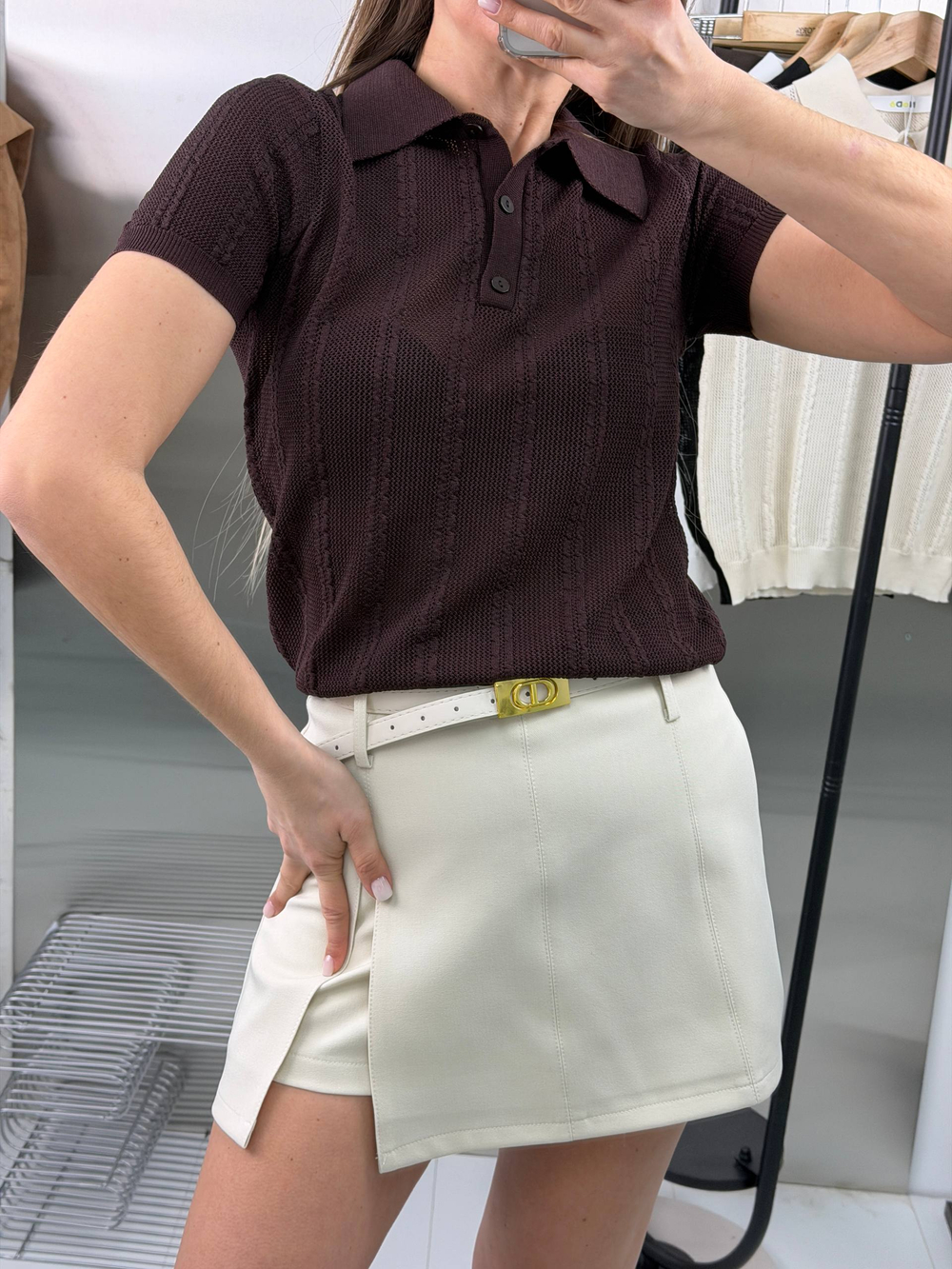 Юбка-шорты женские арт. 2608 цвет "бежевый"