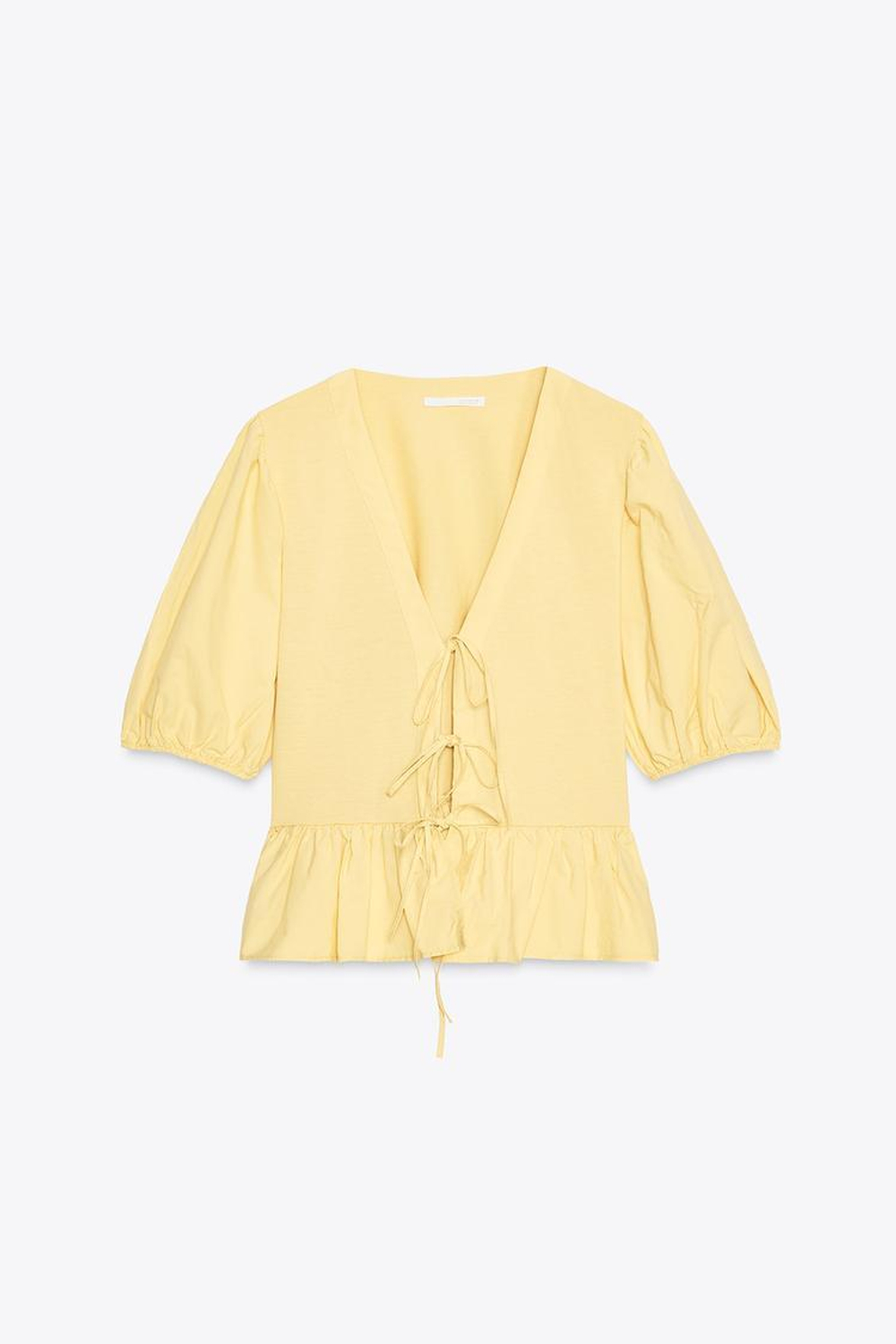 ZARA КОМБИНИРОВАННЫЙ ТОП С ЗАВЯЗКАМИ, ЖЕЛТЫЙ