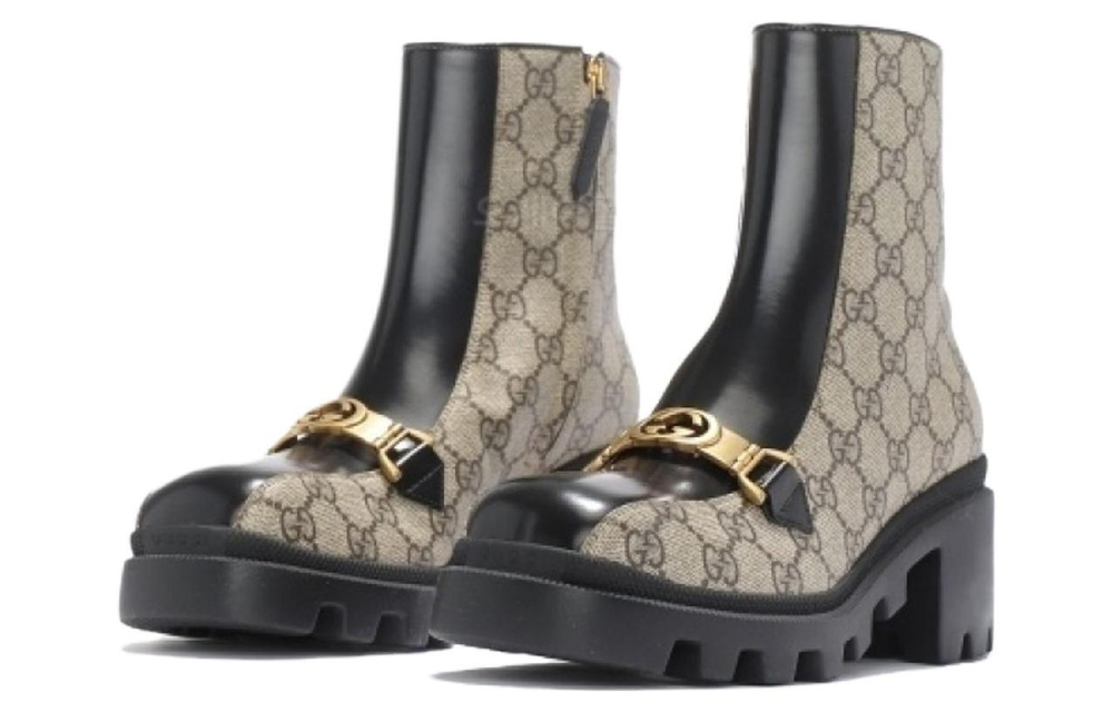 GUCCI Gucci interlocking Double G Horse Collar buckle short boots Women's Black