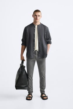 ZARA БРЮКИ ЧИНОС SKINNY FIT, ТЕМНО-СЕРЫЙ