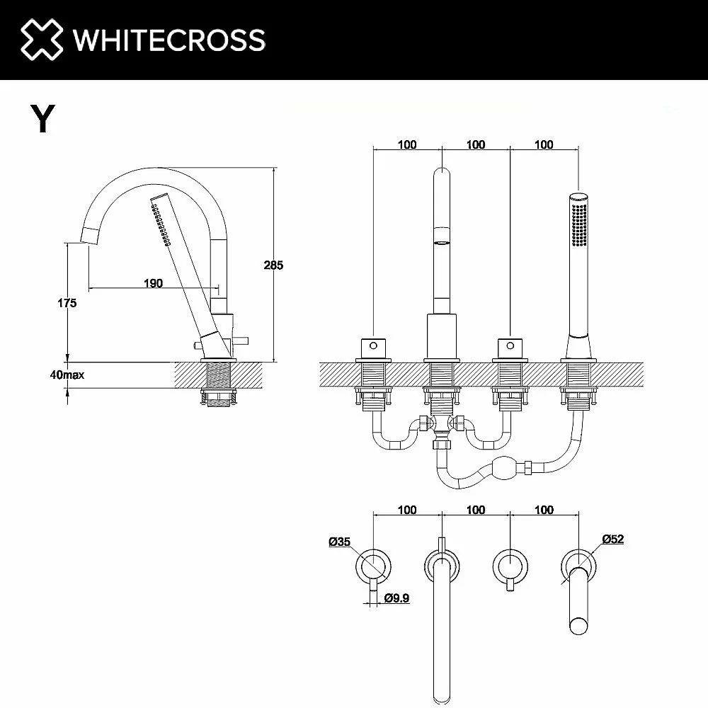 Смеситель для ванны WhiteCross Y Y1232GL золото