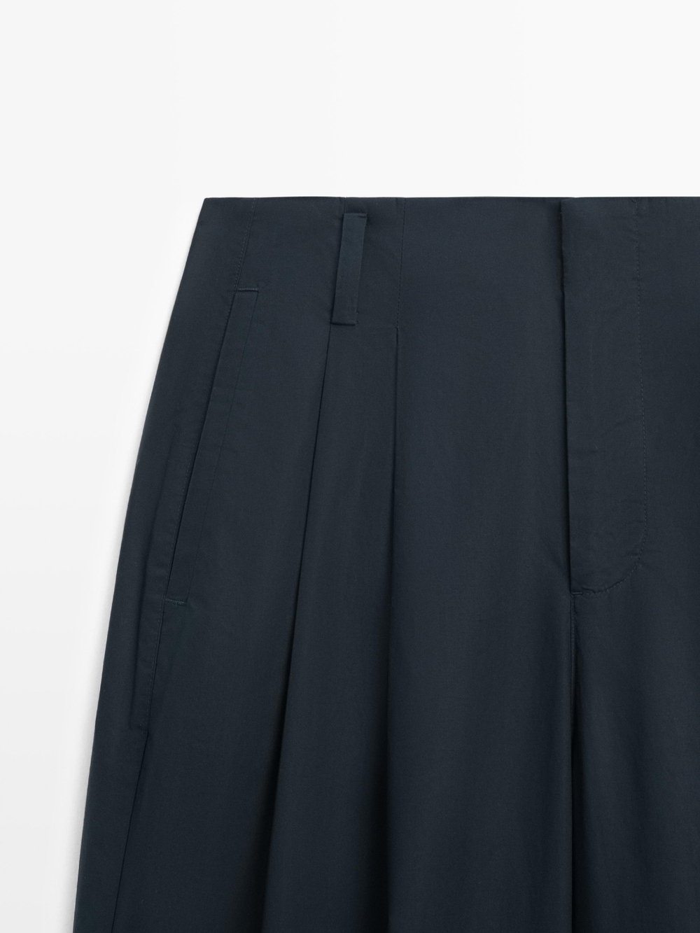 Massimo Dutti Хлопковые брюки широкого кроя, облегающие талию, темно-синий