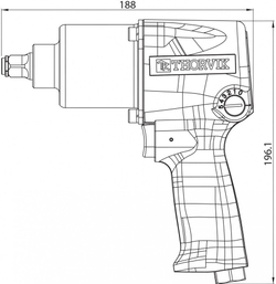 AIW1261 Гайковерт пневматический  1/2"DR 7000 об/мин,  610 Nm