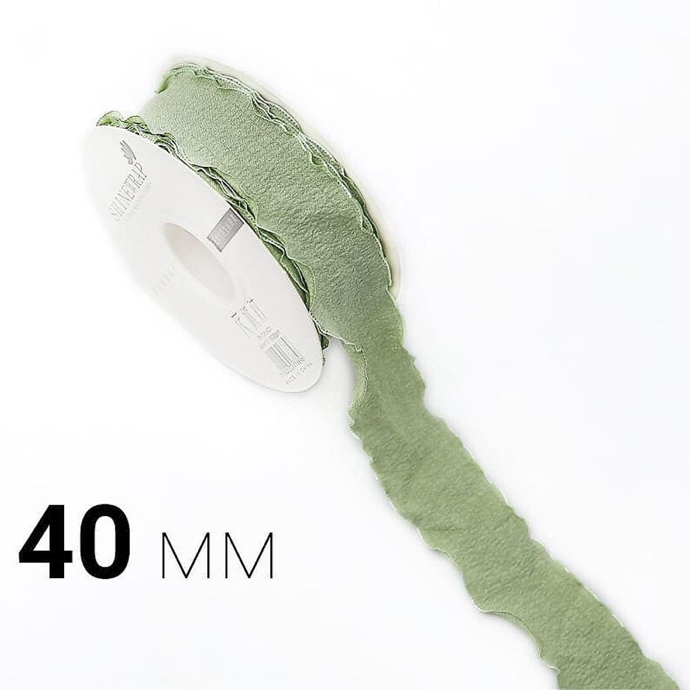 Лента текстиль &quot;Rossi&quot; 4см*10ярд ТРАВЯНОЙ