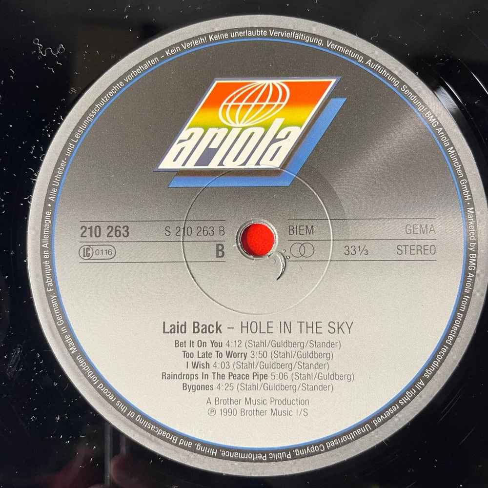 Винтажная виниловая пластинка LP Laid Back Hole In The Sky (Германия 1990)
