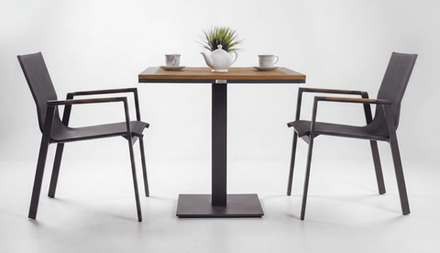 Стол обеденный МИРРА алюминий, поливуд 80х80 см (1 ножка)