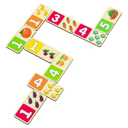 Домино "Фрукты-овощи", развивающая игрушка для детей, обучающая игра из дерева