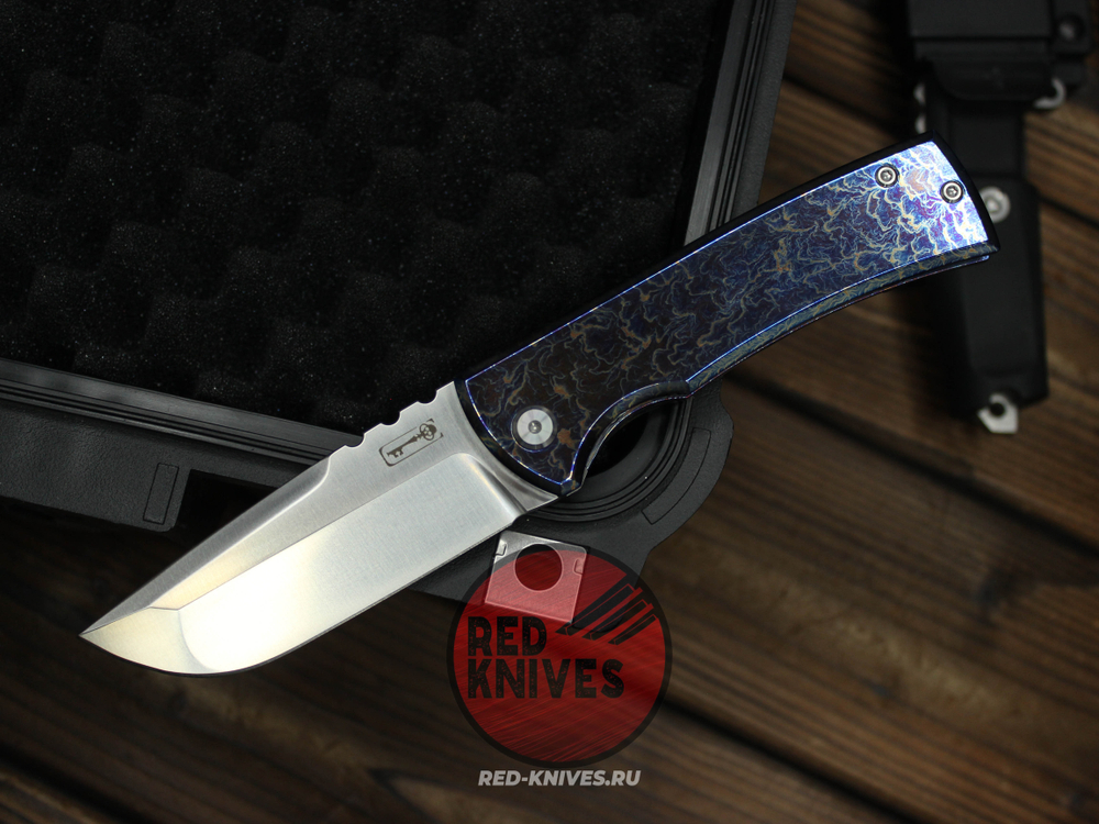Нож CHAVES KNIVES 229 REDENCION KICKSTOP FLIPPER "Огненный" Титан
