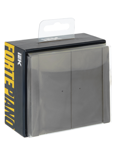 FORTE&PIANO Выключатель 2-клавишный с индикацией 10А FP506 сталь IEK