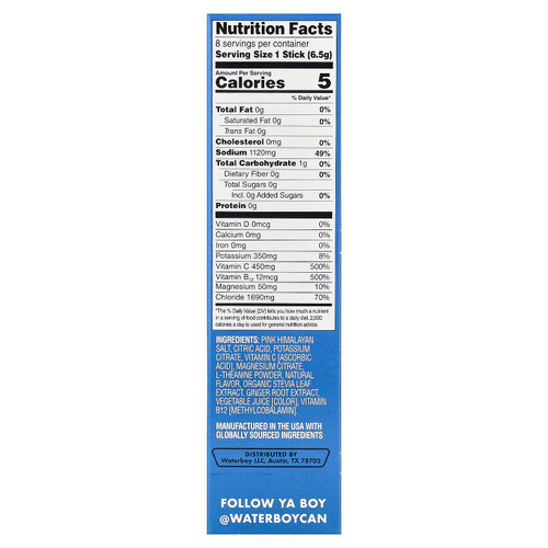 Waterboy, Weekend Recovery, смесь для приготовления напитков с электролитами для гидратации, со вкусом клубничного лимонада, 8 порционных стиков по 6,5 г (0,23 унции)