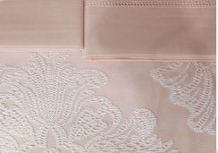 Постельное белье ALGARDI розовый с кружевом deluxe TIVOLYO HOME Турция