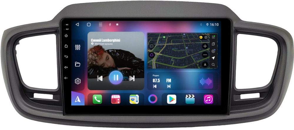 Магнитола для KIA Sorento Prime UM 2015-2020 (рамка большая) - FarCar BM442M на Android 13, QLED, TS10, 4Гб+32Гб, CarPlay, 4G SIM-слот