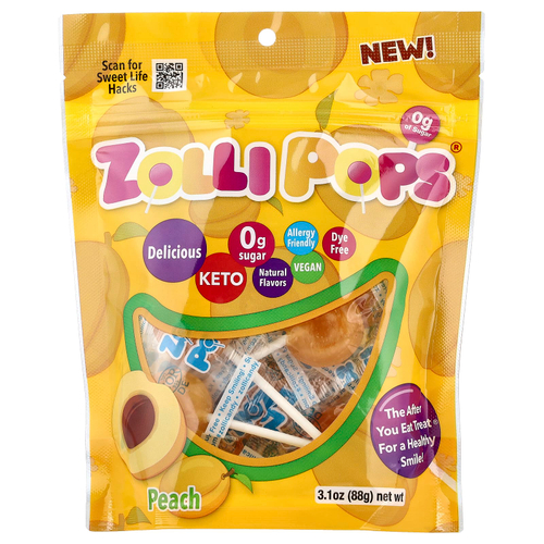 Zollipops, The Clean Teeth Pops, персиковый, 3,1 унции