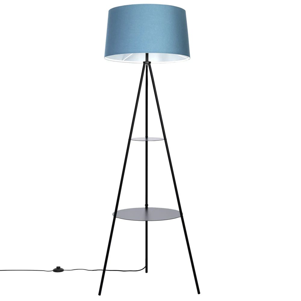Citilux Рейнер CL806023 Торшер чёрный со столиком и синим абажуром