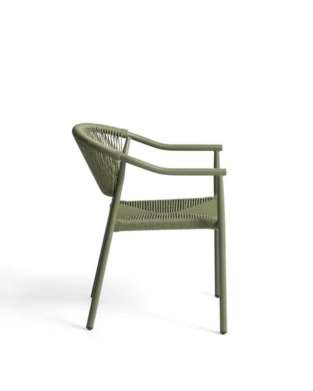 Уличный стул Livadia из зеленого алюминия и веревки