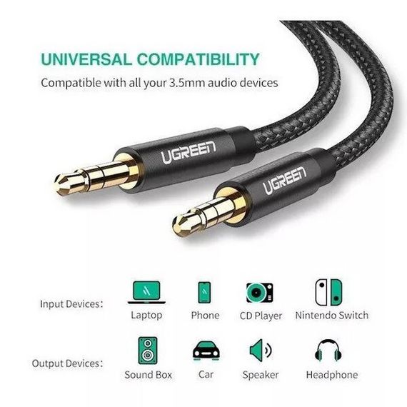 Кабель Ugreen AV112 3.5 Jack (M) - 3.5 Jack (M) 2м (50363) черный