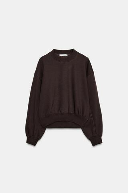 ZARA БАЗОВАЯ ТОЛСТОВКА ИЗ МЯГКОЙ ТКАНИ, КОРИЧНЕВЫЙ