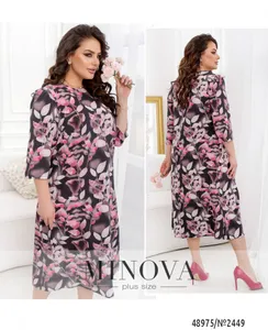 Платье 2449-черный-сиреневый Minova