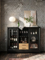 Комод Йорк, 160х45х130, шкаф витрина, буфет, сервант, из массива березы и дуба, с органайзером для бокалов, MAKOSA