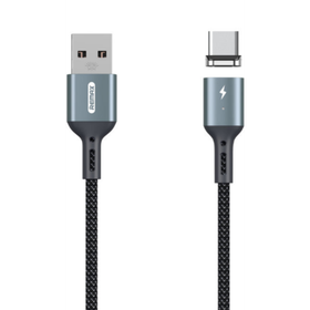 Кабель USB - Type-C Remax RC-156a (3A, магнитный, оплетка ткань) Черный