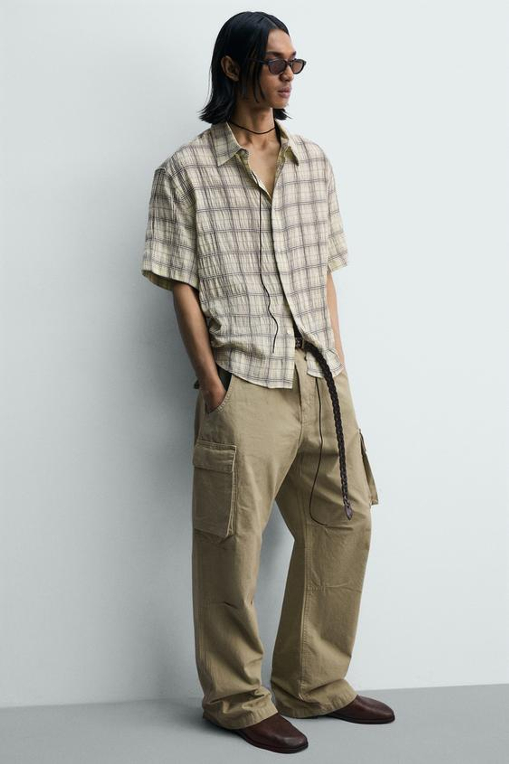 ZARA БРЮКИ КАРГО RELAXED FIT, ПЕСОЧНЫЙ
