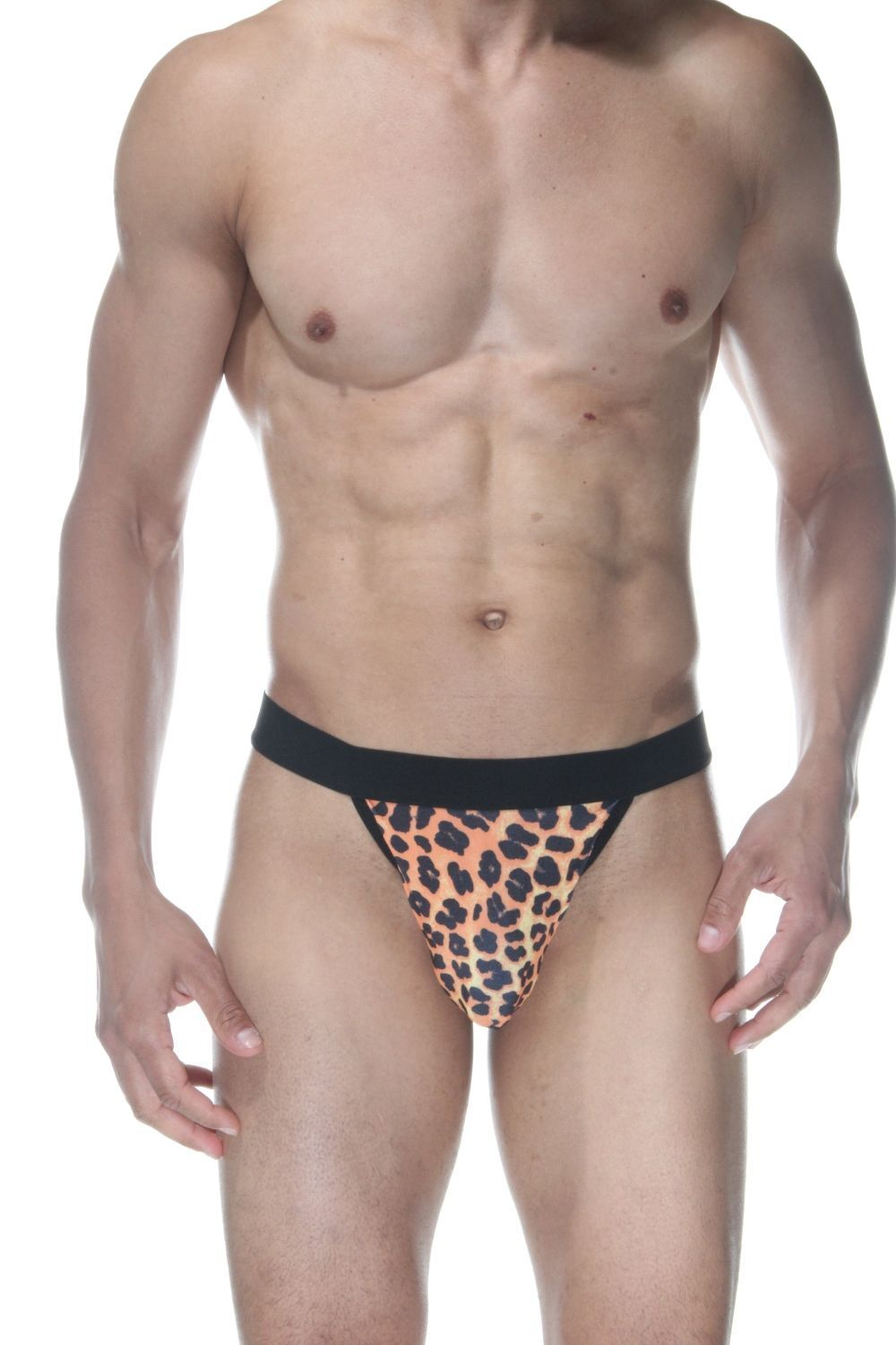 Мужские трусы-стринги с леопардовым принтом и широкой резинкой (Размер: XL) (Цвет: леопард)