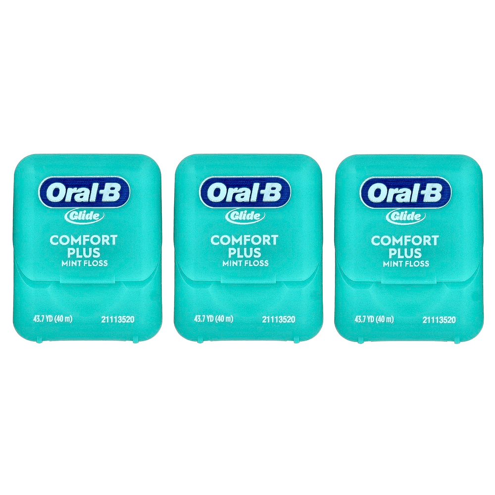 Oral-B, Glide, нить Comfort Plus, мята, 3 шт., 40 м (43,7 ярда) каждый