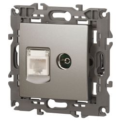 Розетка ЭРА Elegance 14-3110-16 RJ45+TV, титан