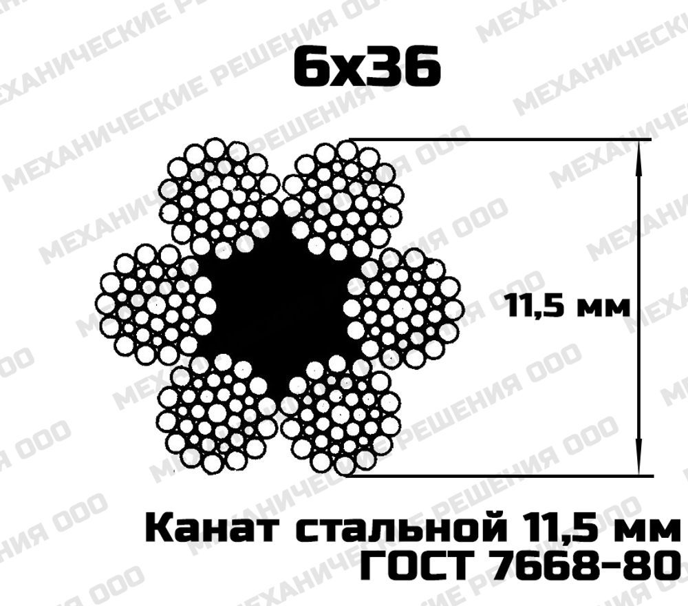 Канат стальной 11,5 мм ГОСТ 7668-80