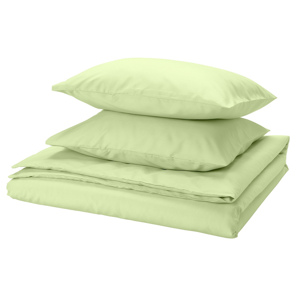 IKEA PILTANDVINGE  (ИКЕА ПИЛТАНДВИНГЕ)  -  Пододеяльник и 2 наволочки, светло-зеленый, 200x200/50x60 см