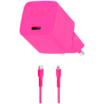 ttec SmartCharger GAN 20W PD Travel Fast Charger + USB-C - Lightning Cable 120cm, Neon Pink