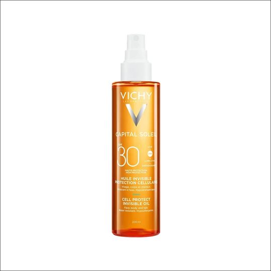 Vichy Capital Soleil Cell Protect Invisible Oil Солнцезащитное увлажняющее масло SPF 30, 200 мл