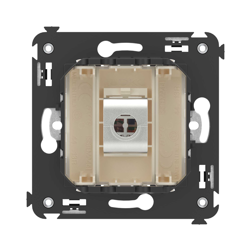 Компьютерная розетка RJ-45 без шторки в стену, кат.5e одинарная экранированная, "Avanti", "Ванильная дымка"