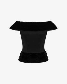 Топ из костюмной ткани с мехом