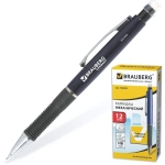 Карандаш авт. Brauberg «Modern» 0,5мм HB корпус синий резиновый грип ластик (12)