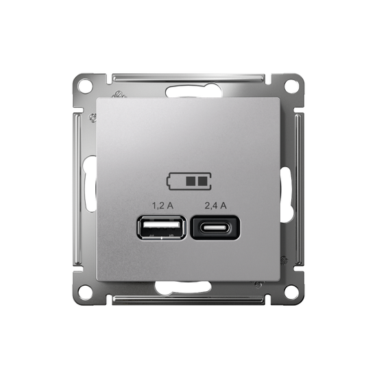 Розетка USB AtlasDesign тип A+C 5В/2.4А 2х5В/1.2А механизм алюм. SE ATN000339