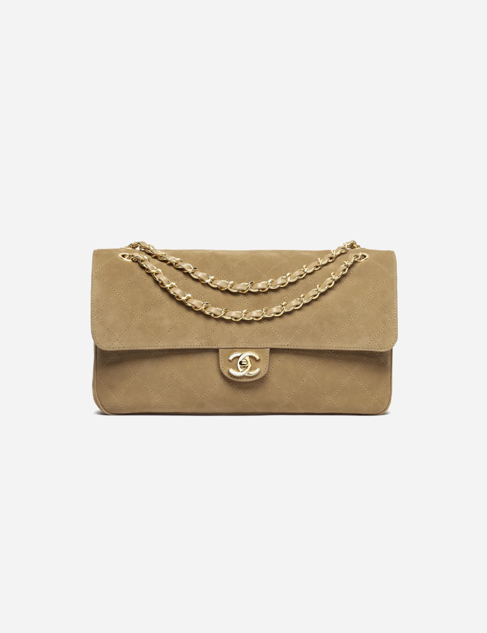 Сумка Chanel Maxi Flapbag Suede Calfskin & Gold Metal "Dark Beige"