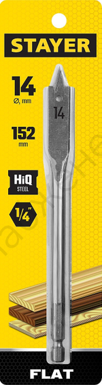 STAYER FLAT 14x152мм, сверло по дереву перовое