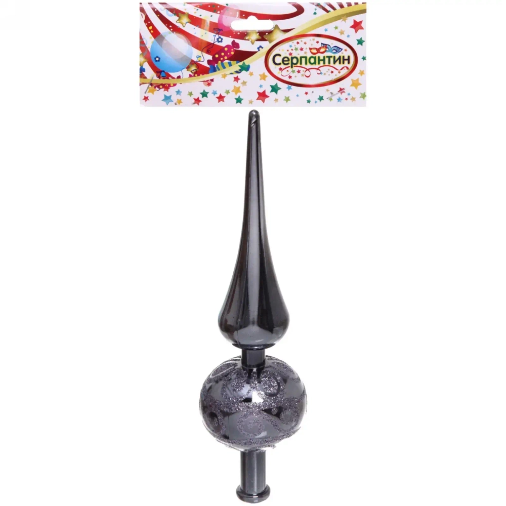 Верхушка на ёлку 23 см «Волшебный узор», Графит