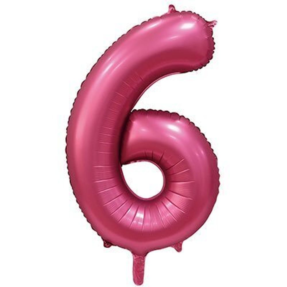 Шар фольгированный ЦИФРА &quot;6&quot; 40&quot; Сатин Pomegranate с гелием