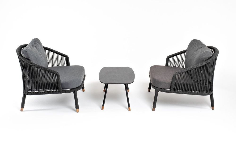 "Верона" лаунж-зона 5-местная плетеная из роупа (веревки), каркас алюминиевый темно-серый, роуп темно-серый