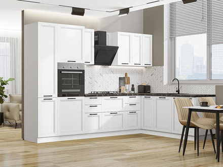 Угловая модульная кухня Нео-03 White Silk - Белый 2140*3000/2100*600