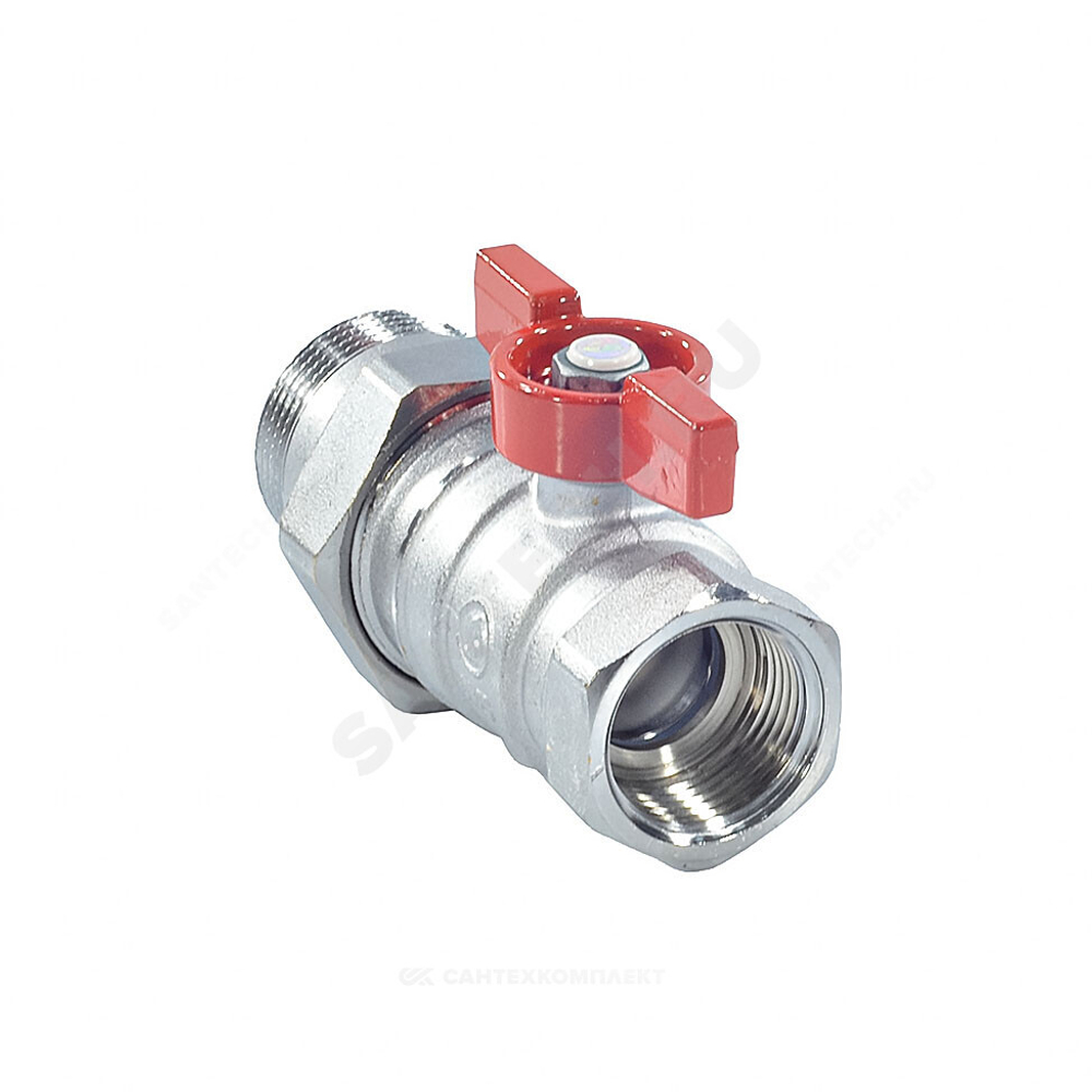 Кран шаровой латунь хром R259D Ду 25 Ру42 ВР/"американка" бабочка красная Giacomini R259X007