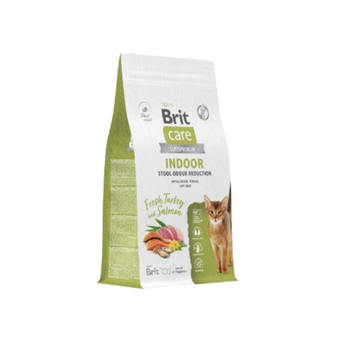 Сухой корм для взрослых домашних кошек с лососем и индейкой Cat Indoor Stool Odour Reduction BRIT CARE 1,5кг